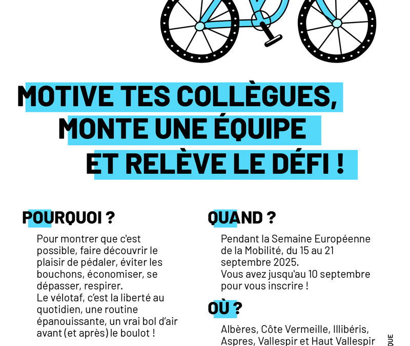 Le Pays Pyrénées Méditerranée lance la deuxième édition de BICITAF : au boulot à vélo ! dans le cadre de la Semaine Européenne de la Mobilité